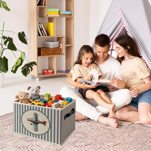 Vintage Airplane Nursery Foldable Storage Bins Box - Image 3