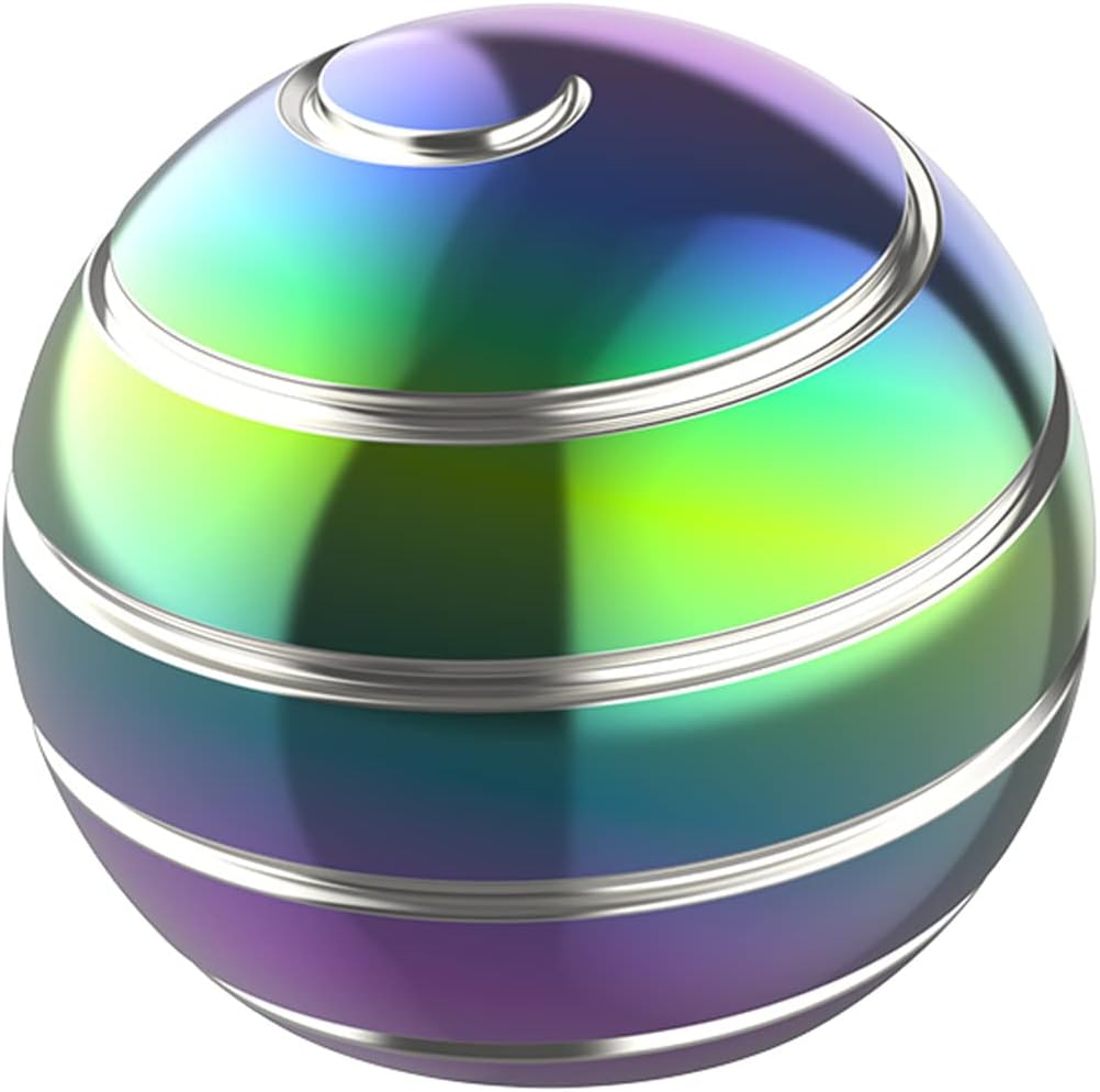 Kinetic Desk Toys, 2.17'' Kinetic Desktop Fidget Spinning Toy Ball, Desk Stress Relief Gadgets for Office for Adults (55MM, Rainbow A)