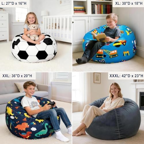 Lukeight Stuffed Animal Storage Bean Bag Chair Cover - Image 6