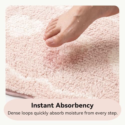 GRANNY SAYS Pink Bathroom Rug, Cute Scalloped Bath Mat - Image 3