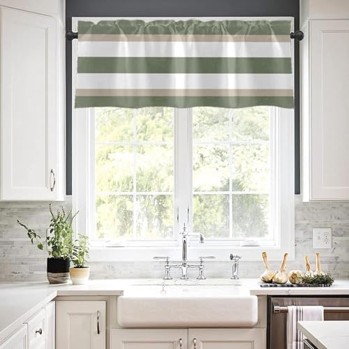 Emvency Valances for Windows, 2 Pack, 52x18 Inch, Sage Striped - Image 7