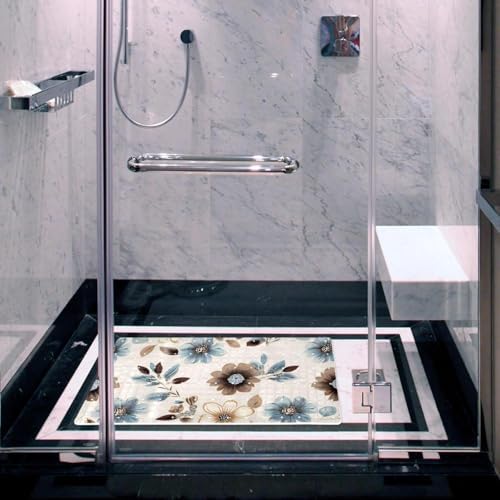Bathtub Mat Non Slip 26.8x15.1In, Florals Vintage Bath Mat - Image 6