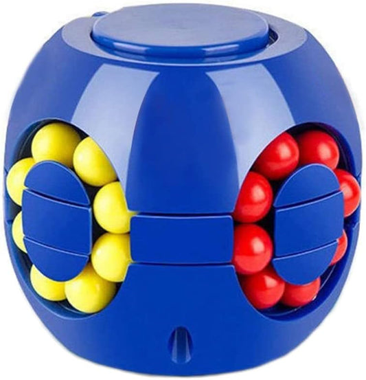 Rotating Bean Magic Cube Fidget Puzzle Toys Anti Stress Ball IQ Games Educational Sensory Easter Gift for Boys Girls Kids Children Adults (Blue)