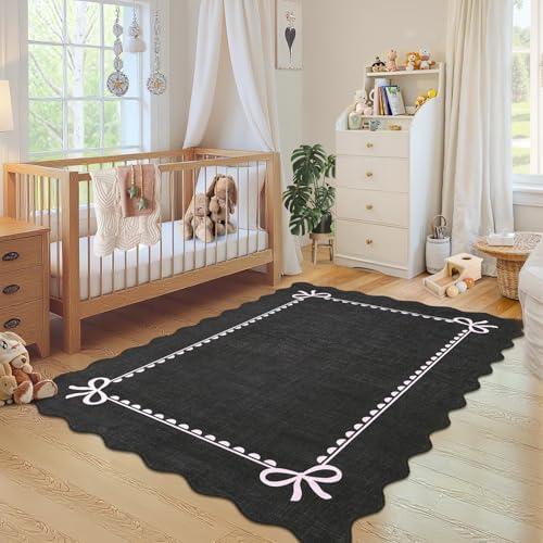 GarveeHome Scalloped Bow Rug 5x7 Washable Rug - Image 4