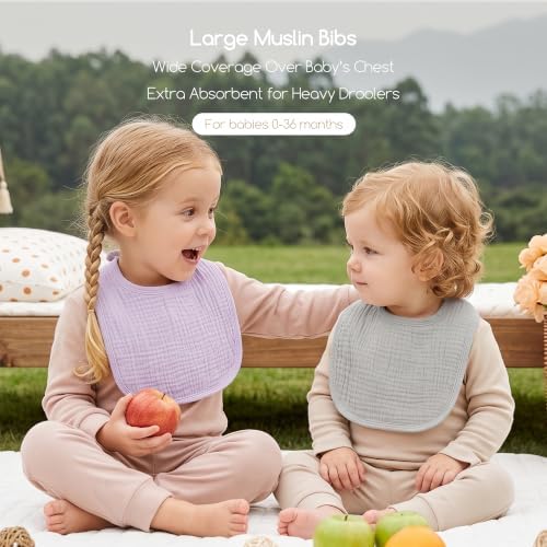 6-Pack Muslin Baby Bibs for Drooling & Teething, Absorbent Bib - Image 2