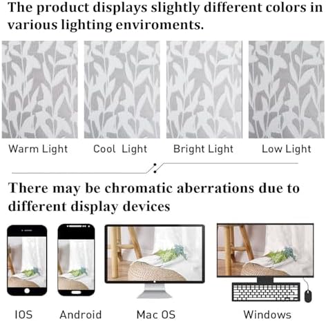 Lecloud Leia White Sheer Kitchen Curtains 30 Inch Length 2 Pcs, Jacquard Leaf - Image 7