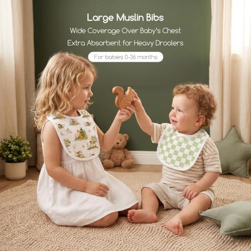 6-Pack Muslin Baby Bibs for Drooling & Teething, Absorbent Bib - Image 2