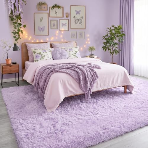 Amdrebio Light Purple Large Shag Area Rug 6x9 - Image 3