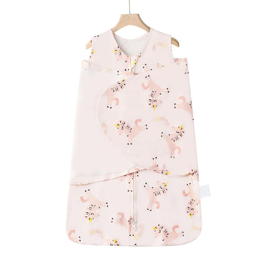 Swaddle-Blanket Baby Girl & Boy Swaddles Newborn Infant Transition 100% Cotton Wrap Blankets, 3-Way Adjustable Wearable Blanket, TOG 1.0 (Happy Unicorn, 3-6 Month)