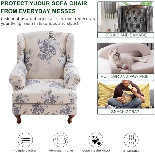 CRFATOP Wingback Chair Covers Stretch Armchair Slipcovers - Image 5