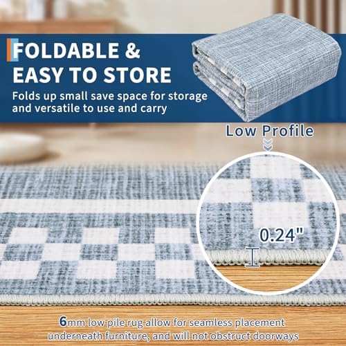 GarveeHome Small Washable Area Rug 2x3 Modern Checkered Entry Bedroom Rug - Image 4