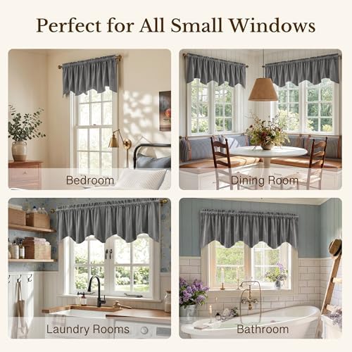 StangH Grey Scalloped Valance for Windows 52x18 Inch, 1 Panel - Image 6