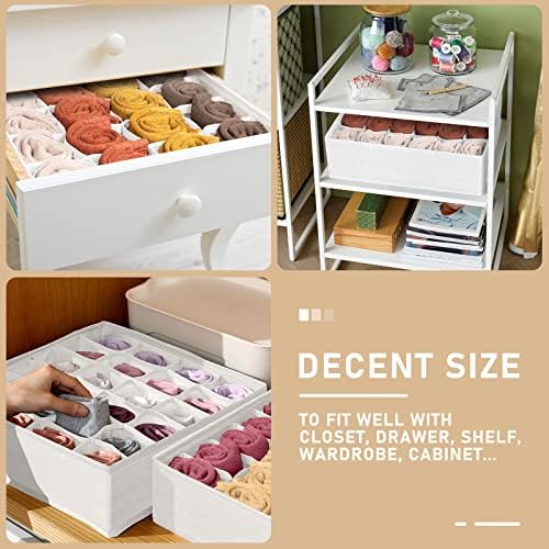 Criusia 3 Pack Sock Underwear Drawer Organizer Dividers, 64 Cell Fabric - Image 4