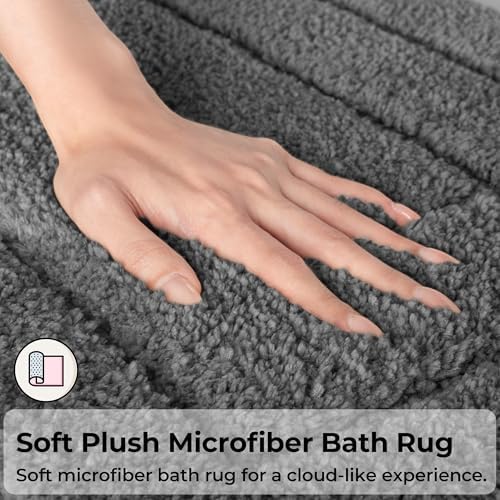 GRANNY SAYS Deep Grey Bathroom Rugs Set 3 Piece, Soft Microfiber Bath Mats - Image 3