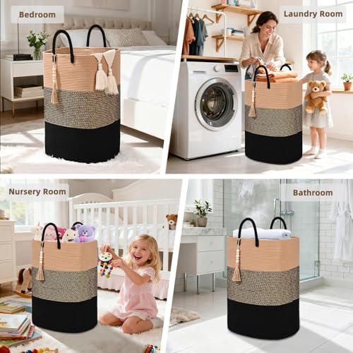 Woven Laundry Basket for Clothes, 80 L Large Rectangle Laundry Hampers - Image 5
