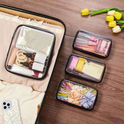 4 pcs Clear Zipper Pouches, Hard Shell Zipper Case, Toiletry Bag - Image 6