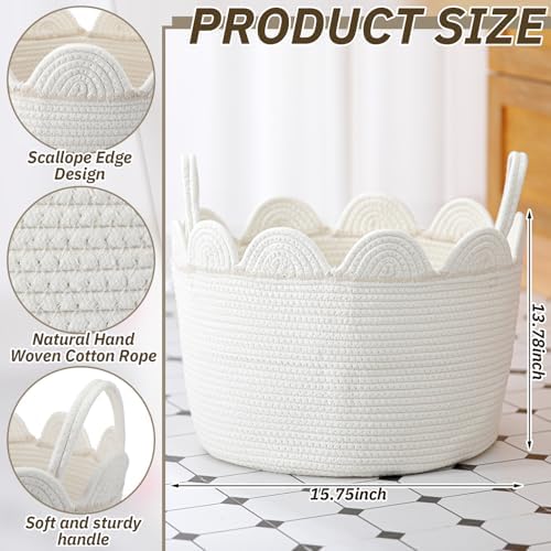 LemonRoad Round Woven Basket White - Image 2