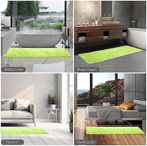 Yeaban Chenille Apple Green Bathroom Runner Rug 24"x72" - Image 5