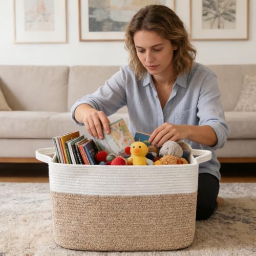 96L Laundry Basket with Handles, Extra Blanket Basket - Image 4