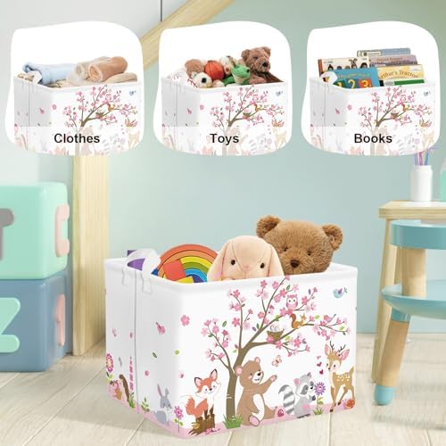 Forest Animals Laundry Hamper Woodland Tree Large Storage Basket Parents - Image 5