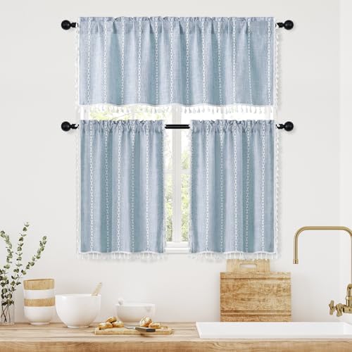 MitoVilla 2 Panels Boho Kitchen Short Curtains, Modern Farmhouse Cafe Curtains - Image 5