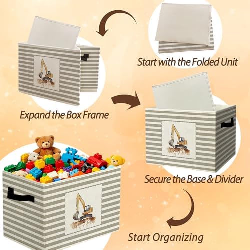 Rustic Construction Vehicle Storage Bins Boxes Handles - Image 6