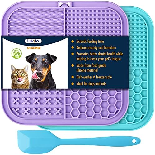 LUKITO Lick Mat for Dogs & Cats 2 Pack, Slow Feeder Licking Pad by LUKITO