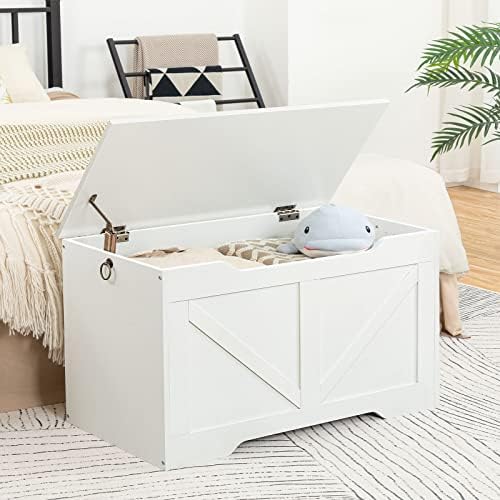 HOOBRO Storage Bench, 29.5” Retro Wooden Storage Chest - Image 3