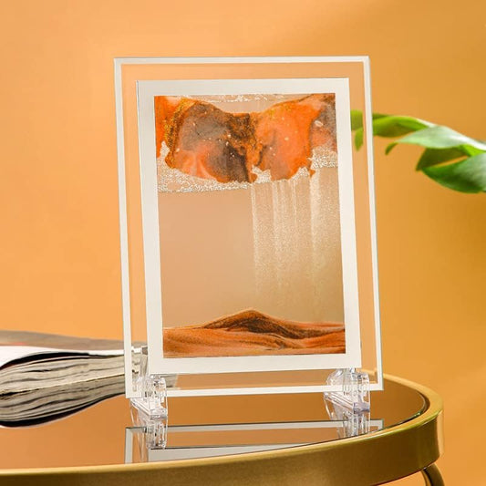 Moving Sand Art Picture 3D Deep Sea Sandscapes Sand Art Liquid Motion Bubbler Timer for Adult Kid Desktop Art Toys for Home Decor and Office(Square+Gold+10In)