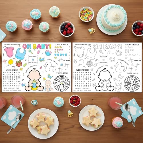 12PCS Baby Shower Coloring Placemats - Image 2