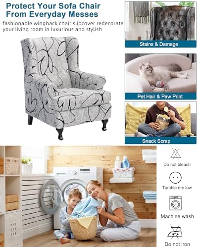 CRFATOP Wingback Chair Covers Stretch Armchair Slipcovers - Image 5
