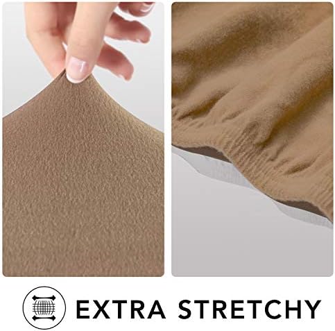PureFit Stretch Oversized Couch Covers Fleece Sofa Slipcovers Camel - Image 4