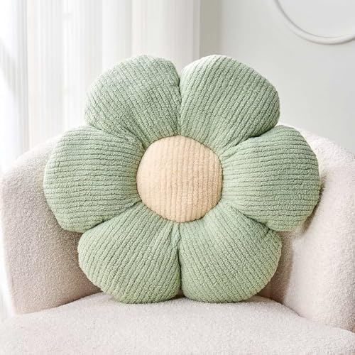 Kcvvcr Flower Throw Pillow, Soft Sage Green 14.9" Shaped Floor Pillow by Kcvvcr