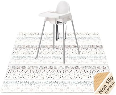 Splat Mat for Under High Chair, Waterproof Washable High Chair Floor Mat by WOMUMON