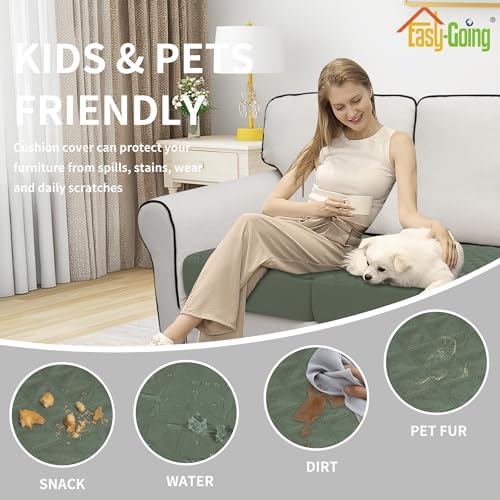 Easy-Going Waterproof Cushion Covers Set, Quilted Stretch 1-Piece Sofa Seat - Image 5