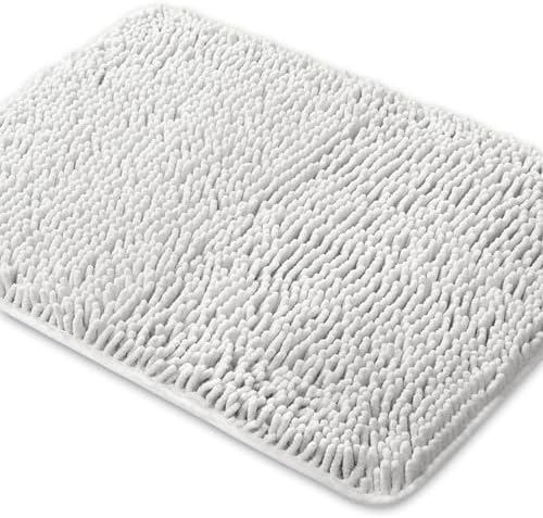 Yeaban Chenille Light Gray Bathroom Rug 17"x24", Non-Slip Rubber Backing by Yeaban