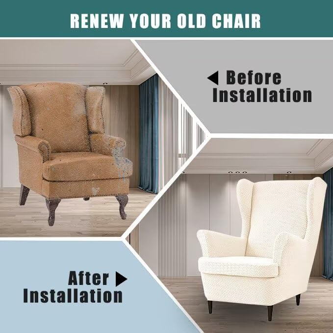 NILUOH Wingback Chair Covers 2-Piece, Armchair Slipcovers - Image 5