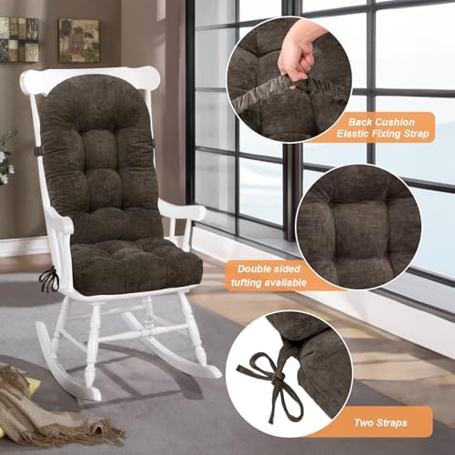 Rocking Chair Cushion, High Back, Sepia Brown - Image 3