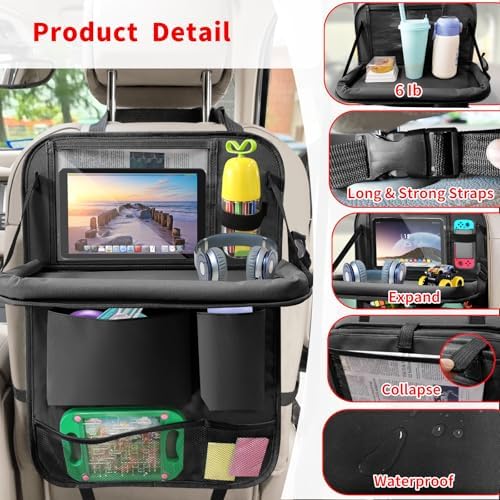 Car Backseat Organizer with Tablet Holder, 6 Storage Pockets Seat Back - Image 3