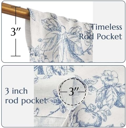 Vangao Floral Valances for Windows Eden Blue W50 X 18L 1 Panel - Image 5