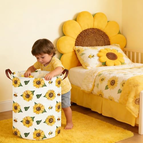 Bee hamper, Waterproof foldable Kids laundry basket, Nursery Hamper, Bee Room - Image 3