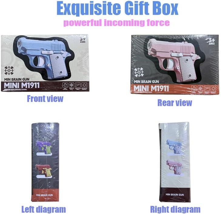 Easter Basket Stuffers,1911 3D Printed Small Pistol Toys, Stress Relief Pistol Toys for Adults, Suitable for Relieving ADHD, Anxiety,Easter Fillers Easter Gifts for Boys(Red&Yellow)