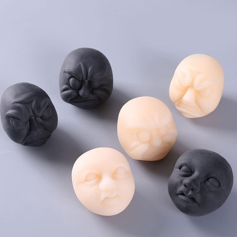 Anxiety Stress Release Fun Toys,Emotion Balls Fidget Toys for Pressures Relief Kneading Toys for All Age,Kids and Adults,Weird Face Bizarre Squeeze Toys. (White, Fury)