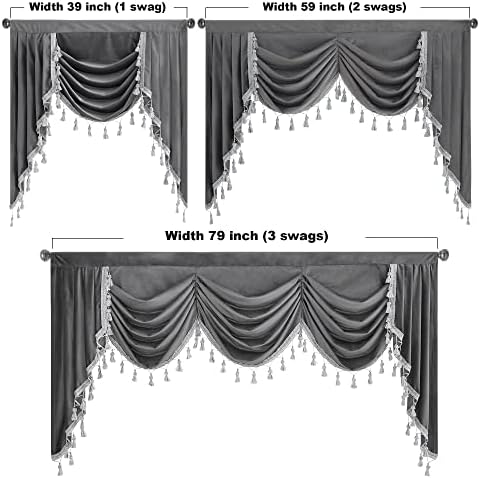 StangH Grey Waterfall Velvet Valances W79 inches, 1 Panel - Image 5