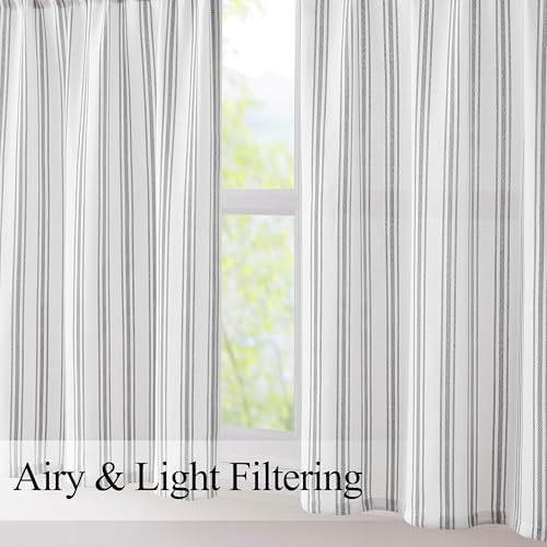 ZJDECOR Cotton Blended Beige Striped Kitchen Tier Curtains - Image 6