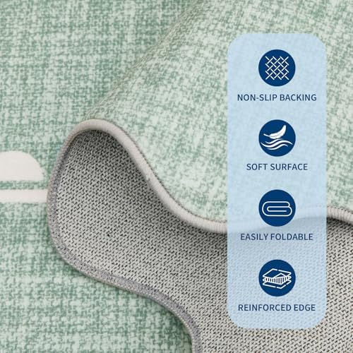 GarveeHome Scalloped Hallway Runner Rug 2x6 Non Slip Sage Green Rugs - Image 6