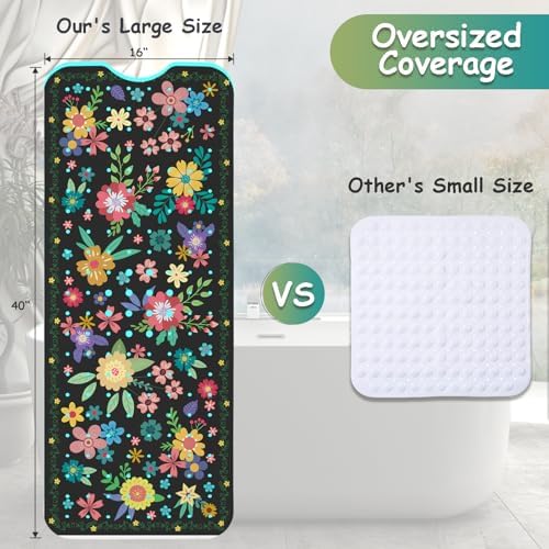 Non Slip Bathtub Mat, Extra Long Flower Bath Mat - Image 3