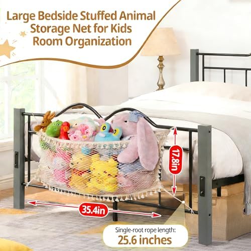 2 Pack Stuffed Animal Storage Net, Large Bedside Toy Organizer Net, Cotton - Image 6