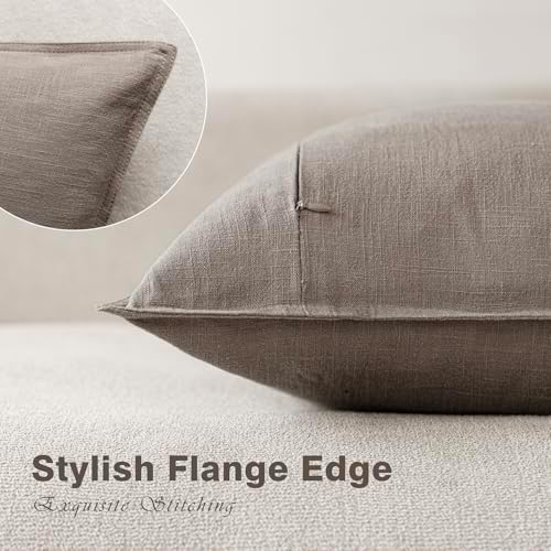 Foindtower Decorative Linen Lumbar Throw Pillow Covers 12x20 Inch Brown Tan - Image 3