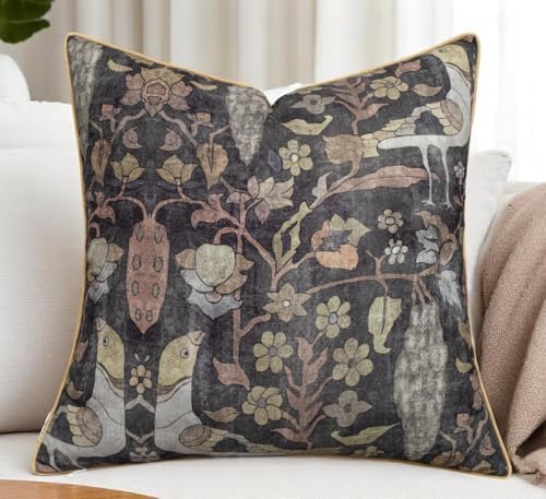 Bird Floral Print 20x20 Throw Pillow Cover by YugTex